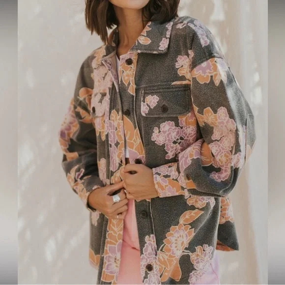Free People Floral Ruby Shacket Jacket - Picture 1 of 3